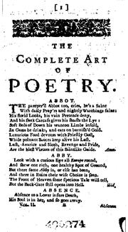The complete art of poetry by Charles Gildon