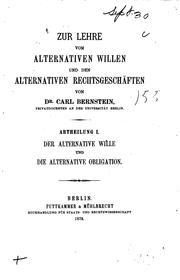 Cover of: Der Alternative Wille und die Alternative Obligation