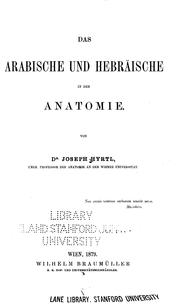 Cover of: Das arabische und hebräische in der Anatomie