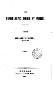 Cover of: De mancipationis indole et ambitu