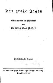 Cover of: Das grosse jagen: Roman aus dem 18. Jahrhundert