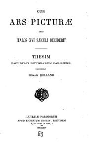 Cover of: Cur ars picturae apud italos XVI saeculi deciderit