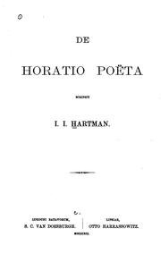 De Horatio poëta by Jacobus Johannes Hartman