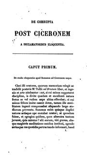 Cover of: De corrupta post Ciceronem a declamatoribus eloquentia