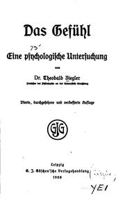 Cover of: Das Gefühl: Eine psychologische Untersuchung.