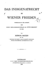 Cover of: Das Indigenatrecht im Wiener Frieden by Henning Matzen