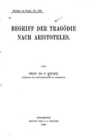 Cover of: Der Begriff der Tragödie nach Aristoteles