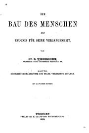 Cover of: Der Bau des Menschen als Zeugnis für seine Vergangenheit by Robert Wiedersheim