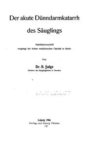 Cover of: Der akute Dünndarmkatarrh des Säuglings