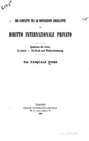 Cover of: Dei conflitti tra le disposizioni legislative di diritto internazionale ...