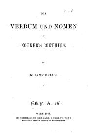 Cover of: Das Verbum und Nomen in Notker's Boethius