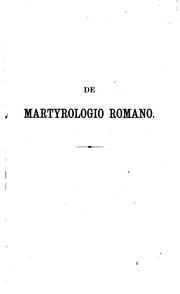 De martyrologio romano: parergon historico-criticum by Hugo Laemmer