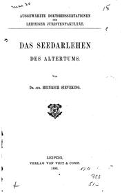 Cover of: Das Seedarlehen des Altertums by Heinrich Sieveking