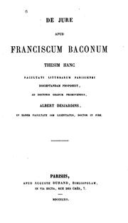 Cover of: De jure apud Franciscum Baconum