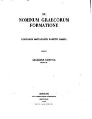 Cover of: De nominum graecorum formatione: linguarum cognatarum ratione habita