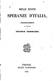 Cover of: Delle nuove speranze d'Italia, presentimenti