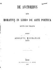 Cover of: De avctoribvs qvos Horativs in libro De arte poetica secvtvs esse videatvr