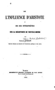 Cover of: De l'influence d'Aristote et de ses interprètes sur la découverte du Nouveau-monde by Charles Jourdain