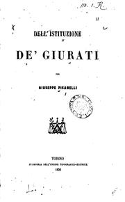 Cover of: Dell'istituzione de' giurati