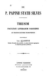 Cover of: De P. Papinii Statii Silvis by Léo Claretie