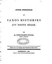 Cover of: Critisk undersögelse af Saxos histories syv sidste Böger