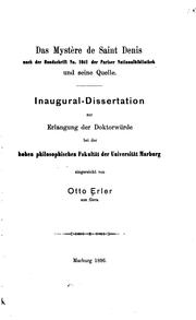 Cover of: Das mystère de Saint Denis nach der Handschrift no. 1041 der Pariser National-bibliothek und ...