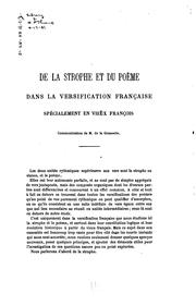 Cover of: De la strophe et du poème dans la versification française spécialement en ... by Raoul de La Grasserie