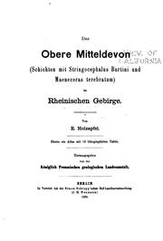 Cover of: Das obere Mitteldevon(schichten mit Stringocephalus Burtini und Maeneceras ...