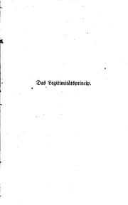 Cover of: Das Legitimitätsprincip