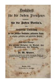 Cover of: Denkschrift für die Juden Preussens, besonders für die Juden Berlin's