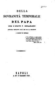 Cover of: Della sovranità temporale del papa by Félix Dupanloup
