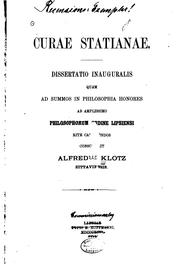 Cover of: Curae statianae by Alfred Klotz