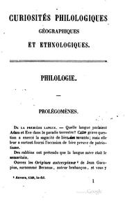 Cover of: Curiosités philologiques, géographiques et ethnologiques: géographiques et ...