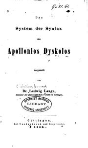 Cover of: Das System der Syntax des Apollonios Dyskolos