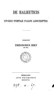 Cover of: De Halieuticis Ovidio poetae falso adscriptis
