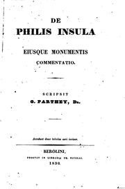 Cover of: De Philis insula eiusque monumentis commentatio