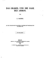Cover of: Das Orakel und die Oase des Ammon by Gustav Friedrich Constantin Parthey