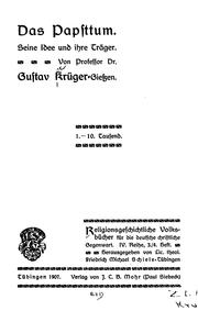 Cover of: Das Papstum: Seine Idee und ihre Träger by Gustav Krüger