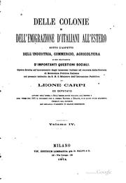 Cover of: Delle colonie e dell'emigrazione d'Italiani all'estero sotto l'aspetto dell ...