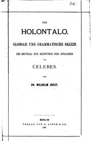 Cover of: Das Holontalo: Glossar und grammatische Skizze