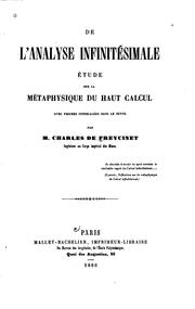 Cover of: De l'analyse infinitésimale étude sur la métaphysique de haut calcul