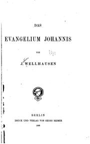 Cover of: Das Evangelium Johannis