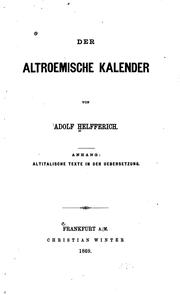 Cover of: Der altroemische Kalender: Anhang: Altitalische Texte in der Uebersetzung