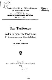 Cover of: Das Tarifwesen in der Personenbeförderung der transozeanischen Dampfschiffahrt