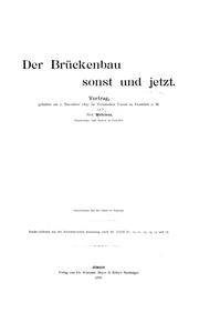 Cover of: Der Brückenbau sonst und jetzt