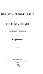 Cover of: Das schriftmongolische und die Urgamundart