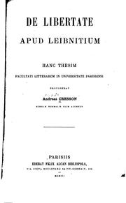 Cover of: De libertate apud Leibnitium ... by André Cresson