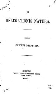 Cover of: De delegationis natura