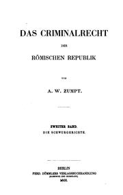 Cover of: Das Criminalrecht der römischen Republik
