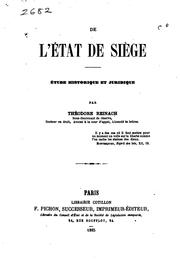 Cover of: De l'état de siège: Etude historique et juridique